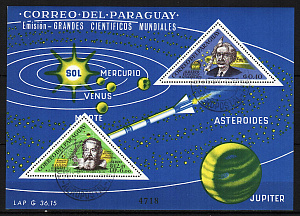 Парагвай, 1965, Космос, Ученые астрономы, блок гаш.